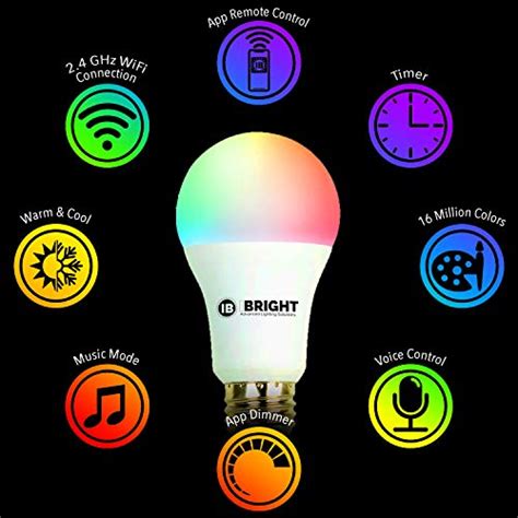 Smart Light Bulbs, IBRIGHT 16 Million Colors, 80% Energy Saving, A19 E26 Smart Led Bulb Work with Alexa&Google Home, Music Mode, DIY Scene, No Hub Required, 9.5W, 800 LM, Only 2.4GHz WiFi (10 Pack)